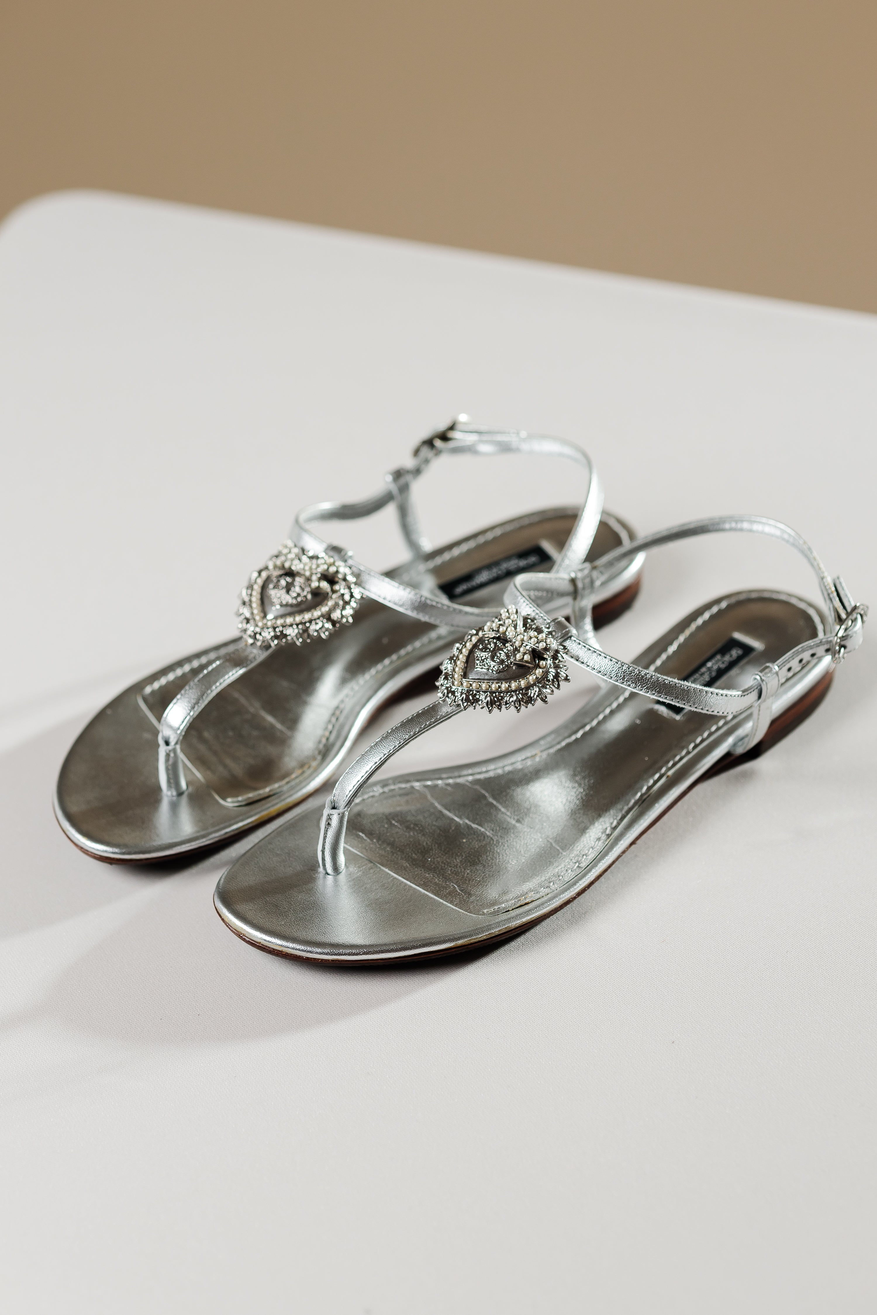 Dolce & Gabbana Sacred Heart Thong Sandals, EU 37.5