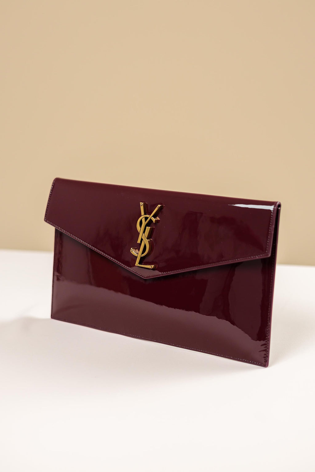 Saint Laurent Cassandre Large Burgundy Envelope Clutch