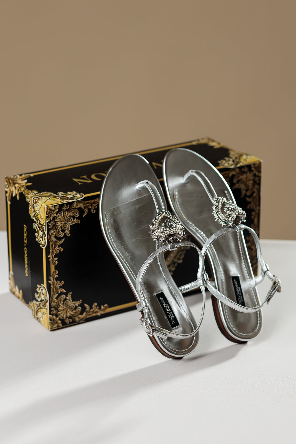 Dolce & Gabbana Sacred Heart Thong Sandals, EU 37.5