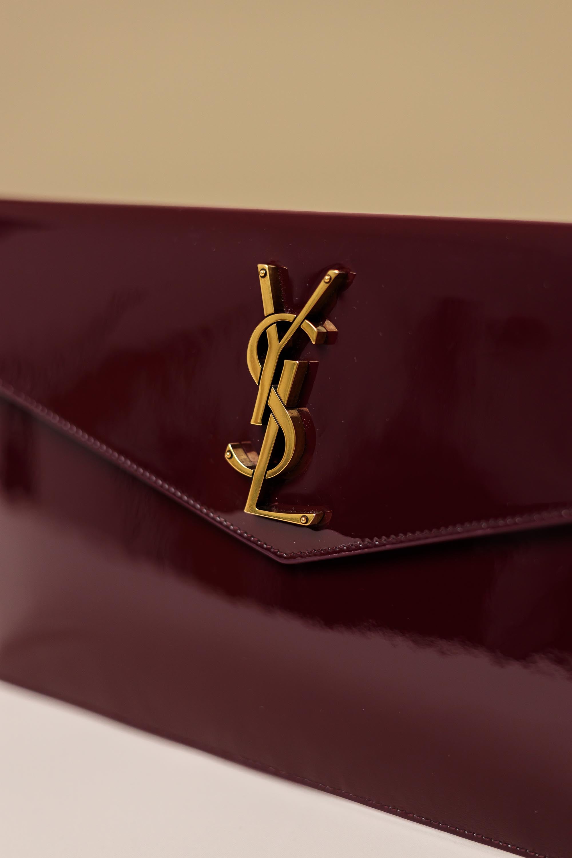 Saint Laurent Cassandre Large Burgundy Envelope Clutch