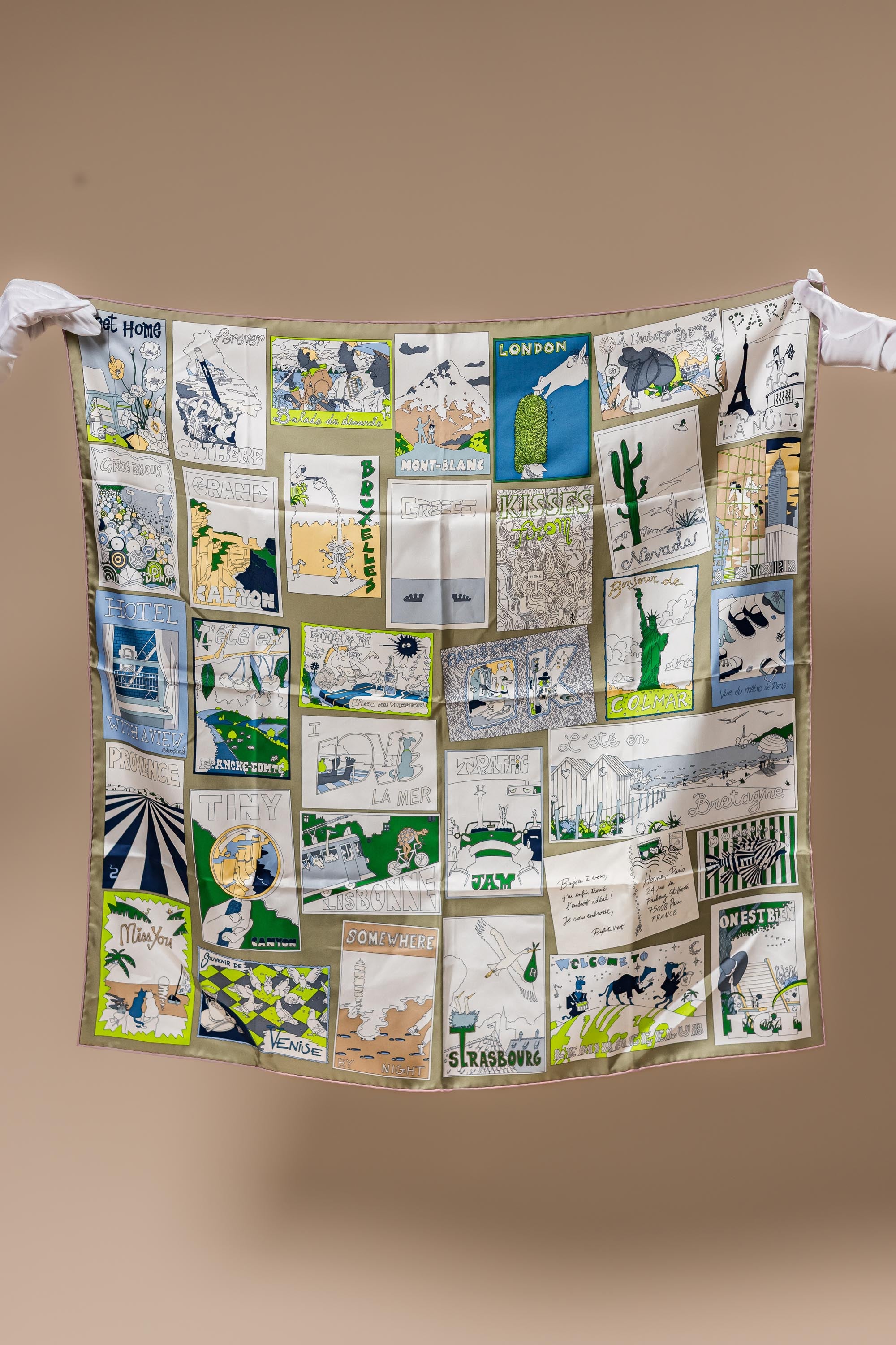 Hermès Carré 90 “Favorite Places” Silk Scarf