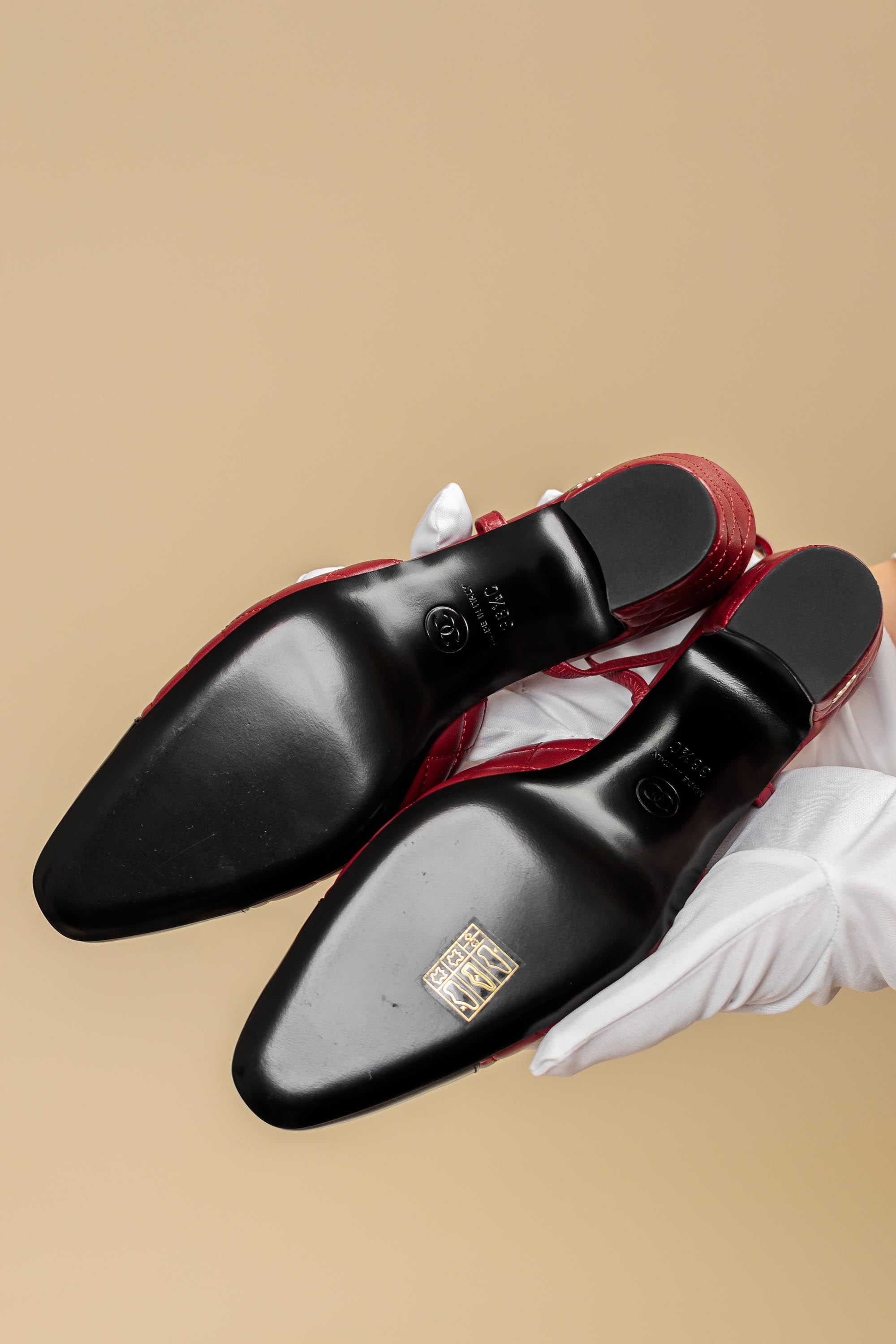 Chanel Quilted Leather Slingback Pumps Red & Black