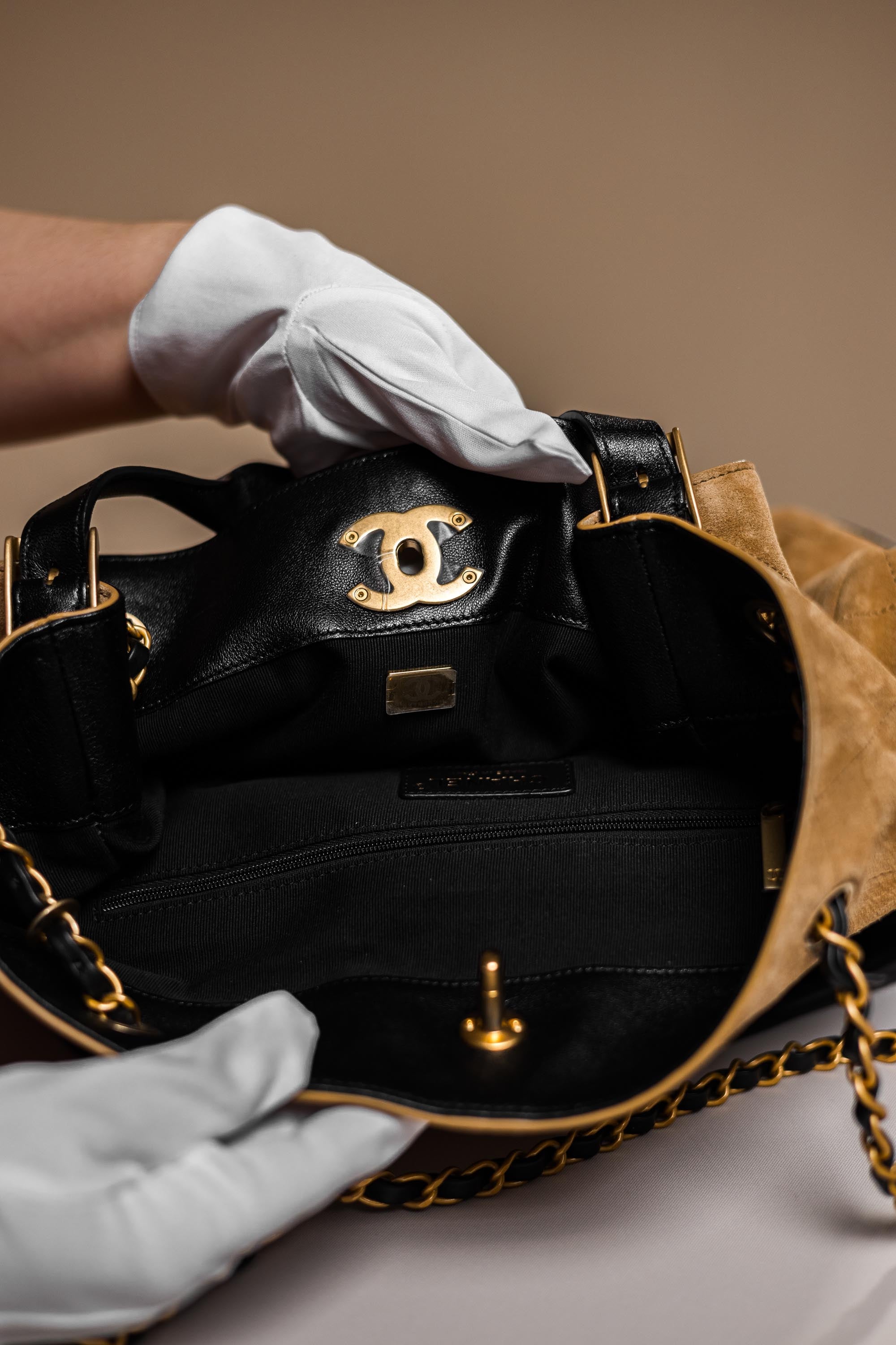 Chanel Métiers d’Art Quilted Suede & Leather Shoulder Bag