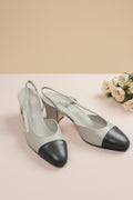 Chanel Leather Slingback Pumps Grey & Black