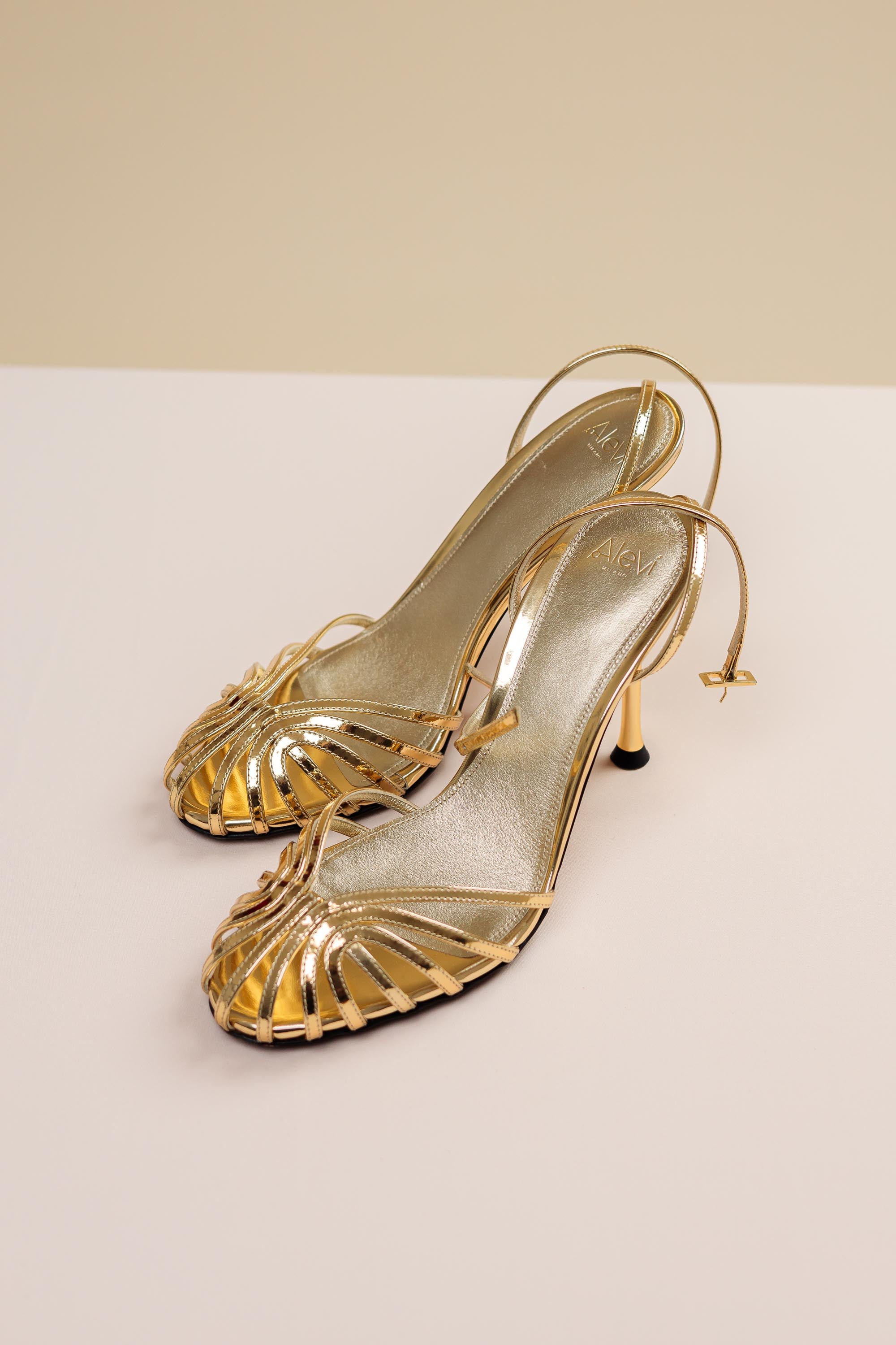 Alevì Milano Gold Strappy Sandals