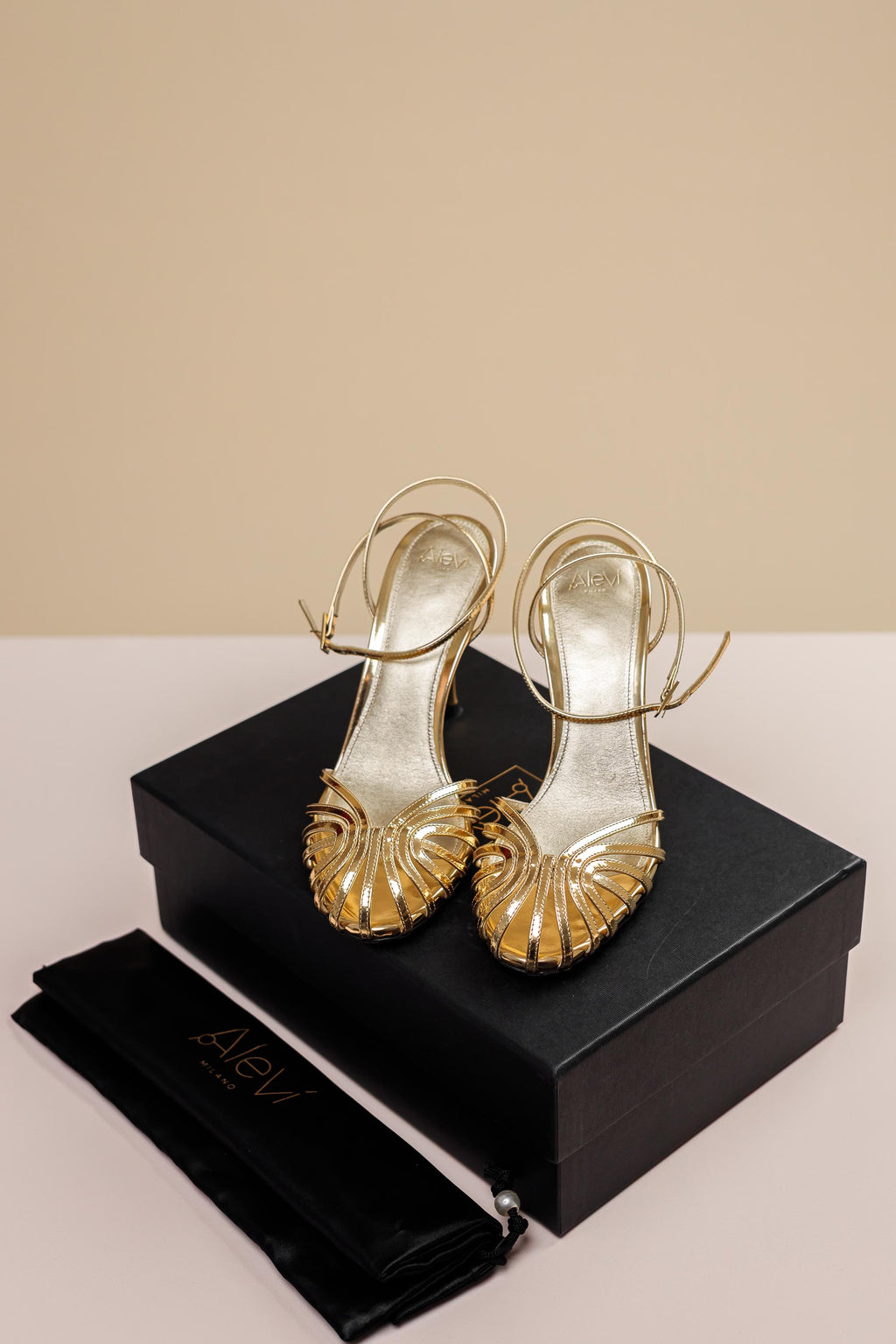Alevì Milano Gold Strappy Sandals