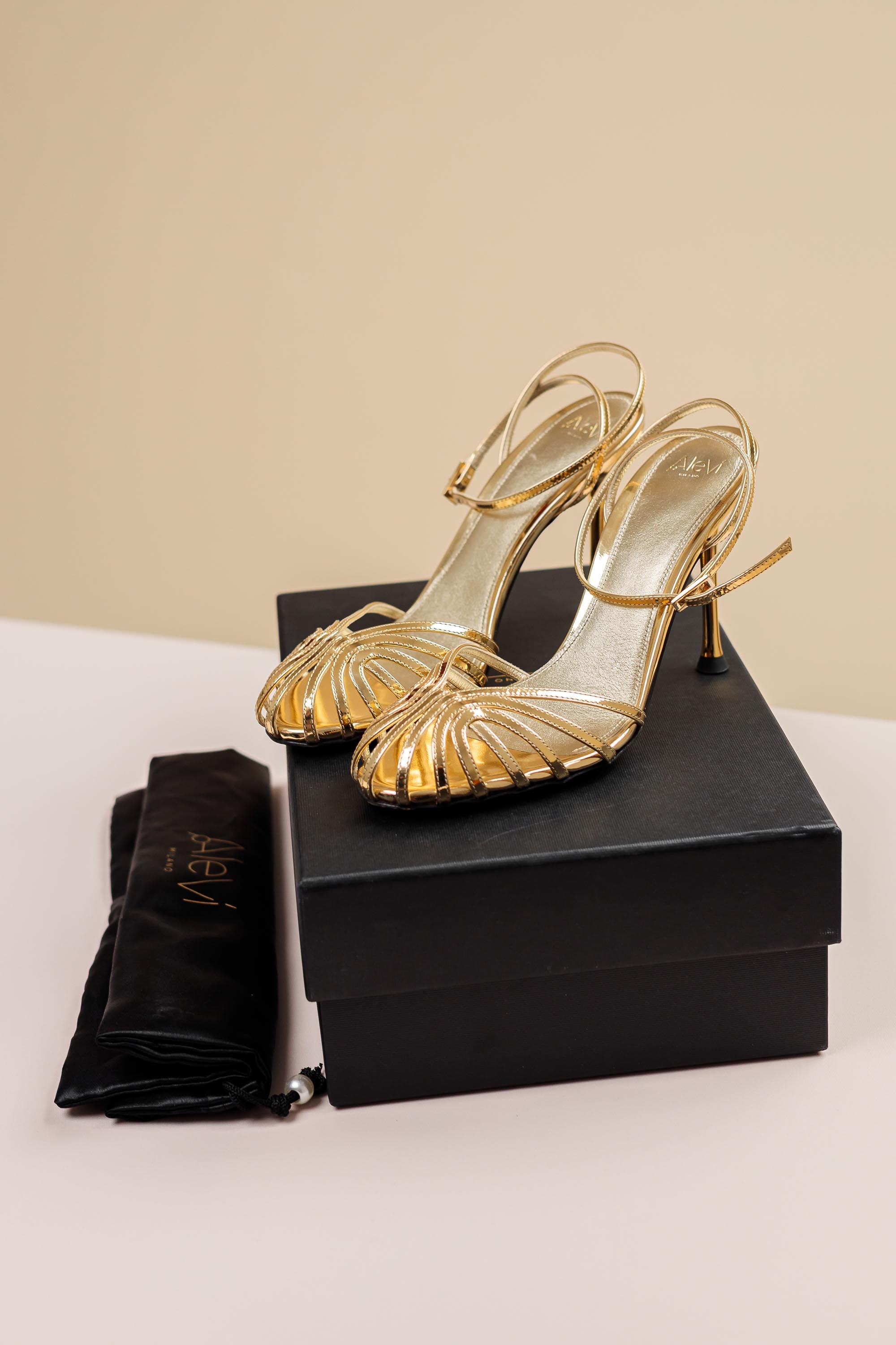 Alevì Milano Gold Strappy Sandals