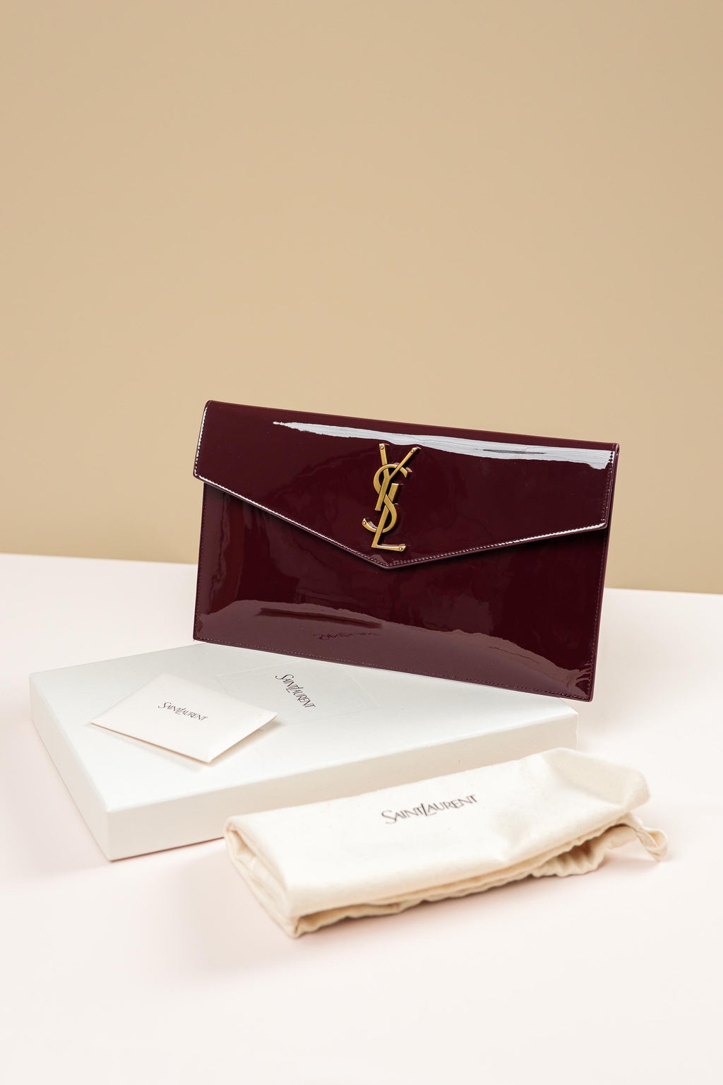 Saint Laurent Cassandre Large Burgundy Envelope Clutch