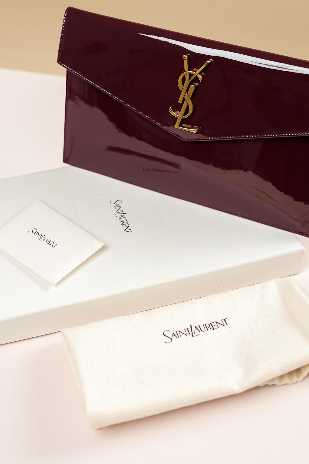 Saint Laurent Cassandre Large Burgundy Envelope Clutch