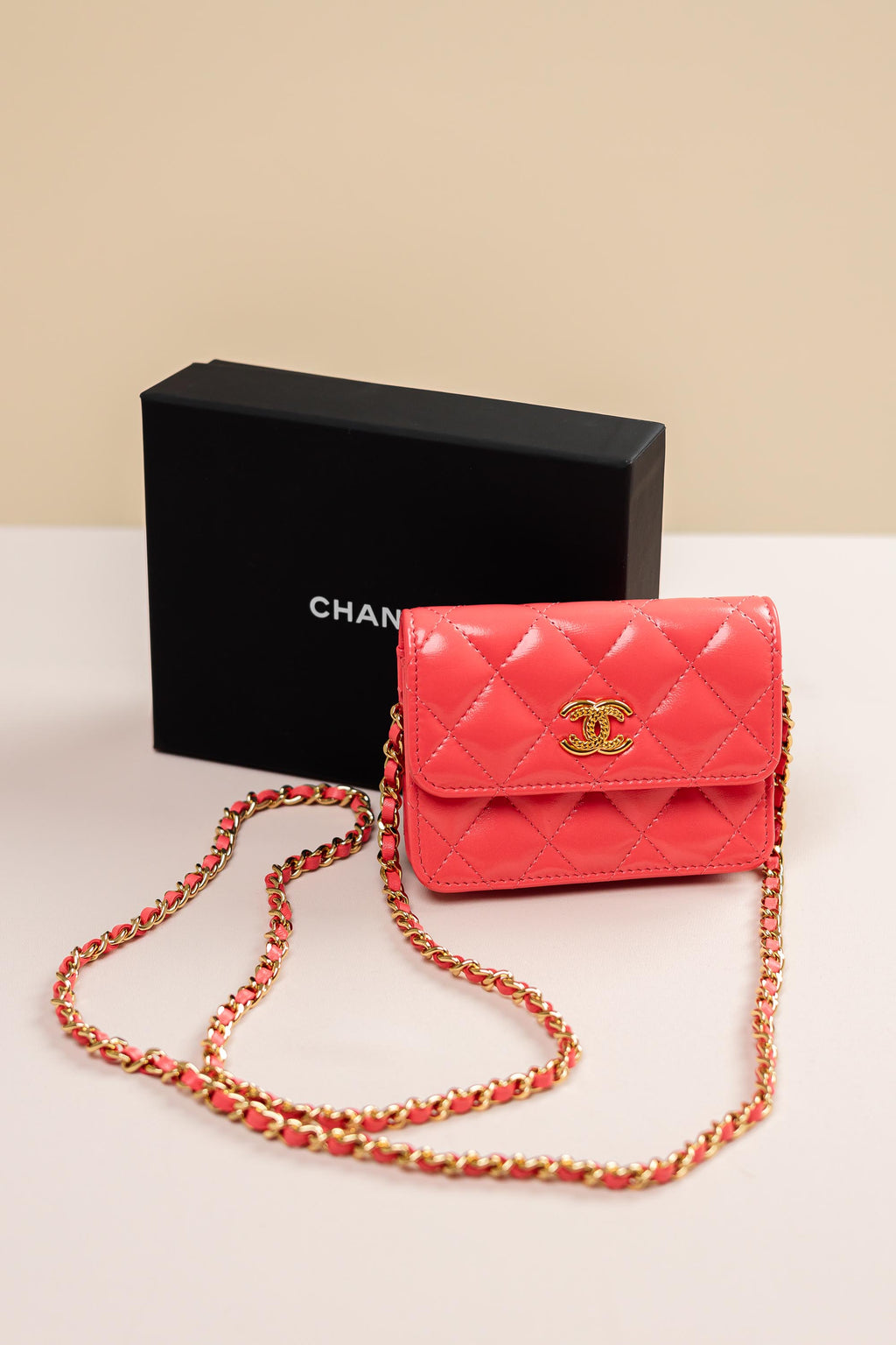 Chanel 25C Pink Apricot Mini Wallet on Chain Bag-Pink  Apricot