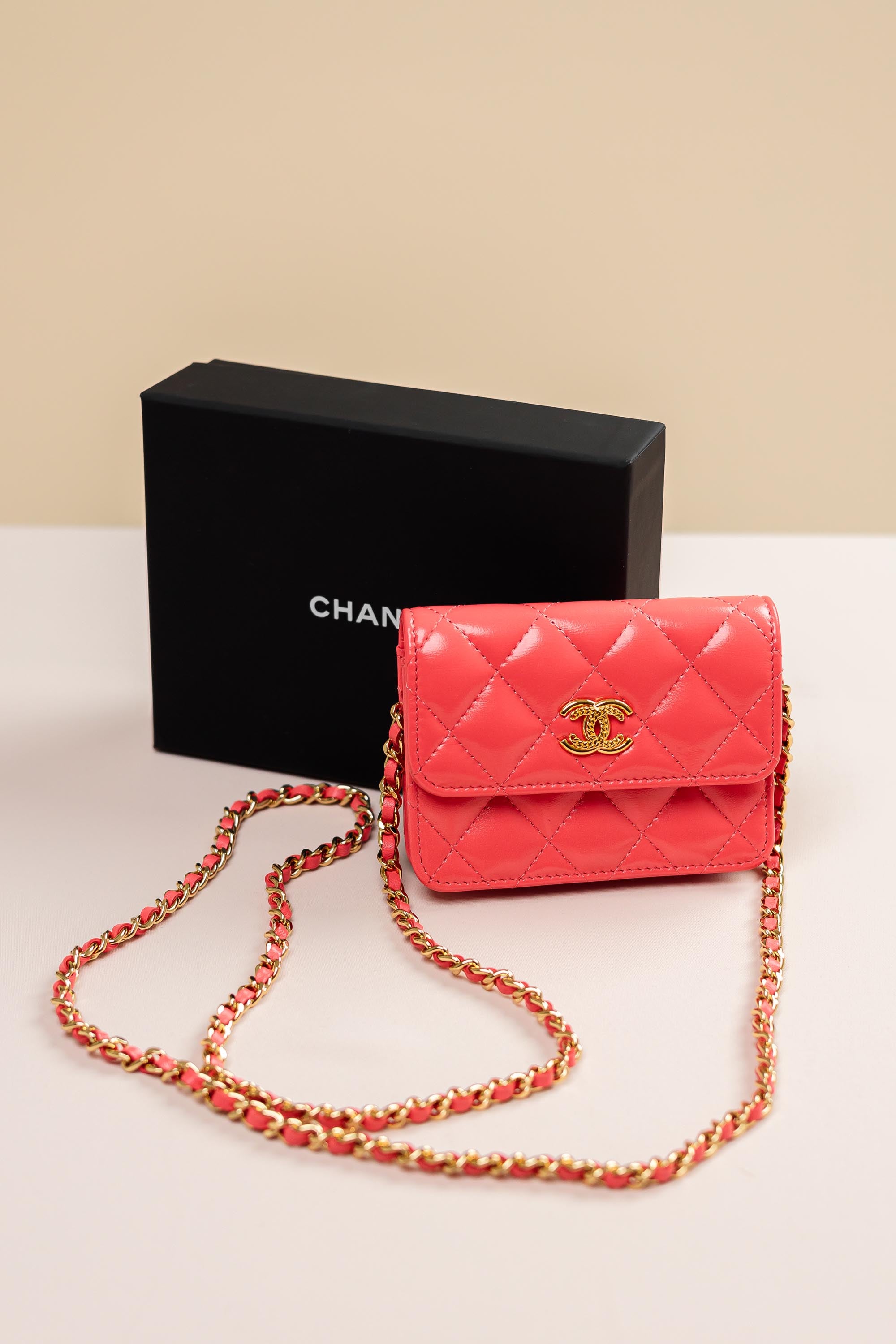 Chanel 25C Pink Apricot Mini Wallet on Chain Bag-Pink  Apricot