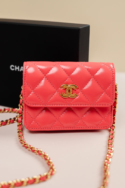 Chanel 25C Pink Apricot Mini Wallet on Chain Bag-Pink  Apricot