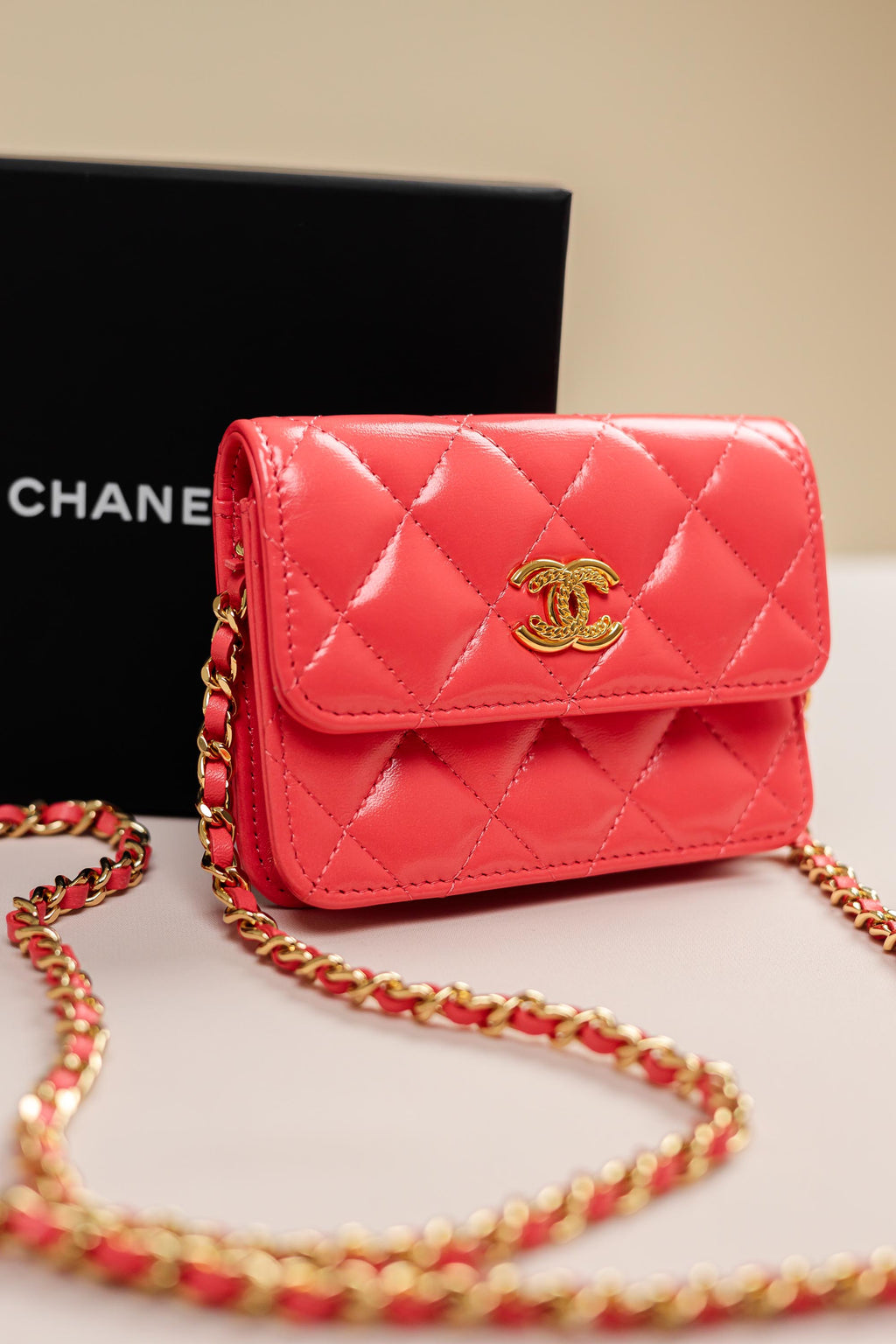 Chanel 25C Pink Apricot Mini Wallet on Chain Bag-Pink  Apricot