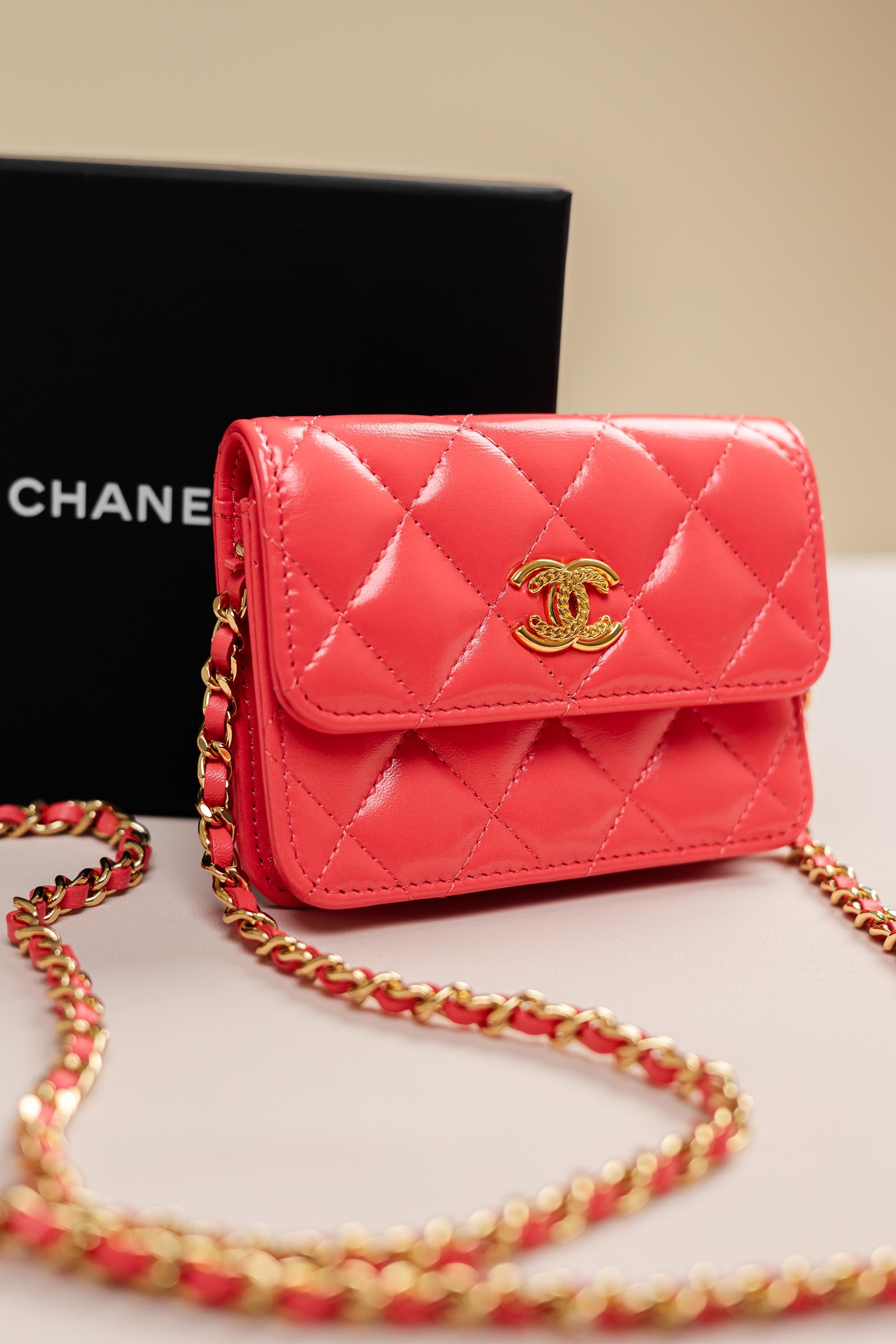 Chanel 25C Pink Apricot Mini Wallet on Chain Bag-Pink  Apricot