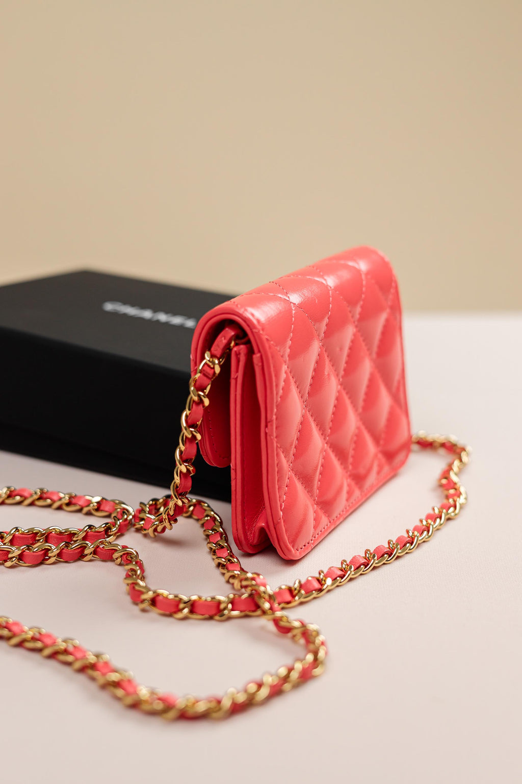 Chanel 25C Pink Apricot Mini Wallet on Chain Bag-Pink  Apricot