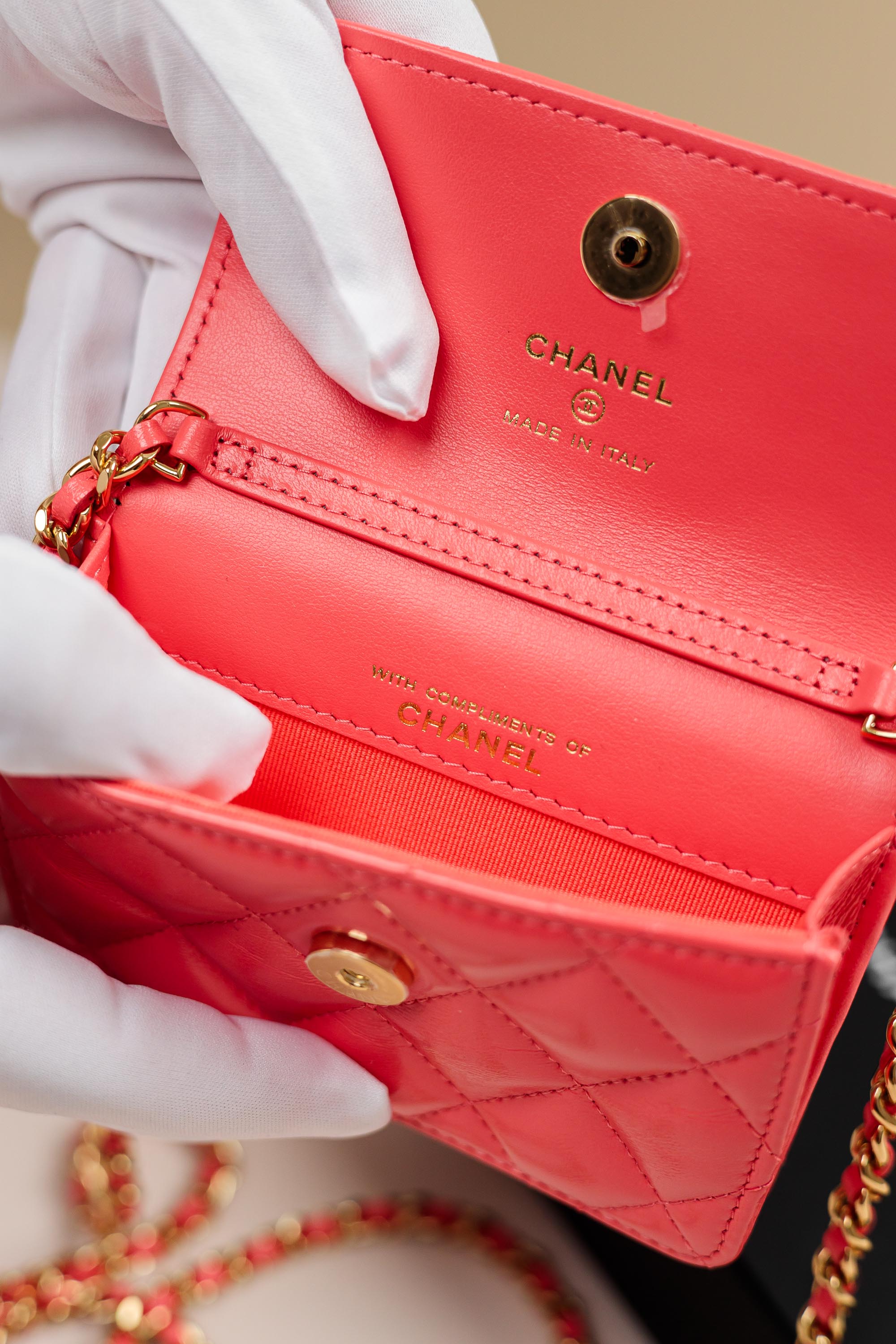Chanel 25C Pink Apricot Mini Wallet on Chain Bag-Pink  Apricot