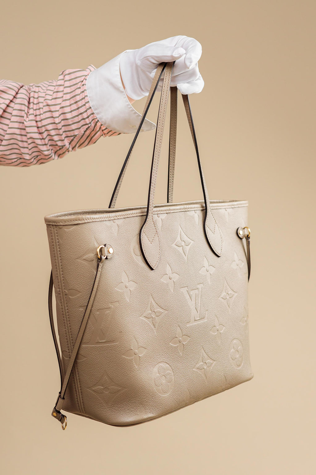 Louis Vuitton Neverfull MM Monogram Empreinte Leather – Beige