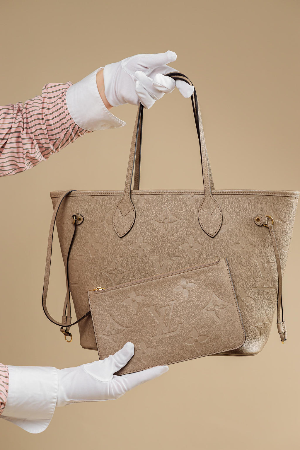 Louis Vuitton Neverfull MM Monogram Empreinte Leather – Beige