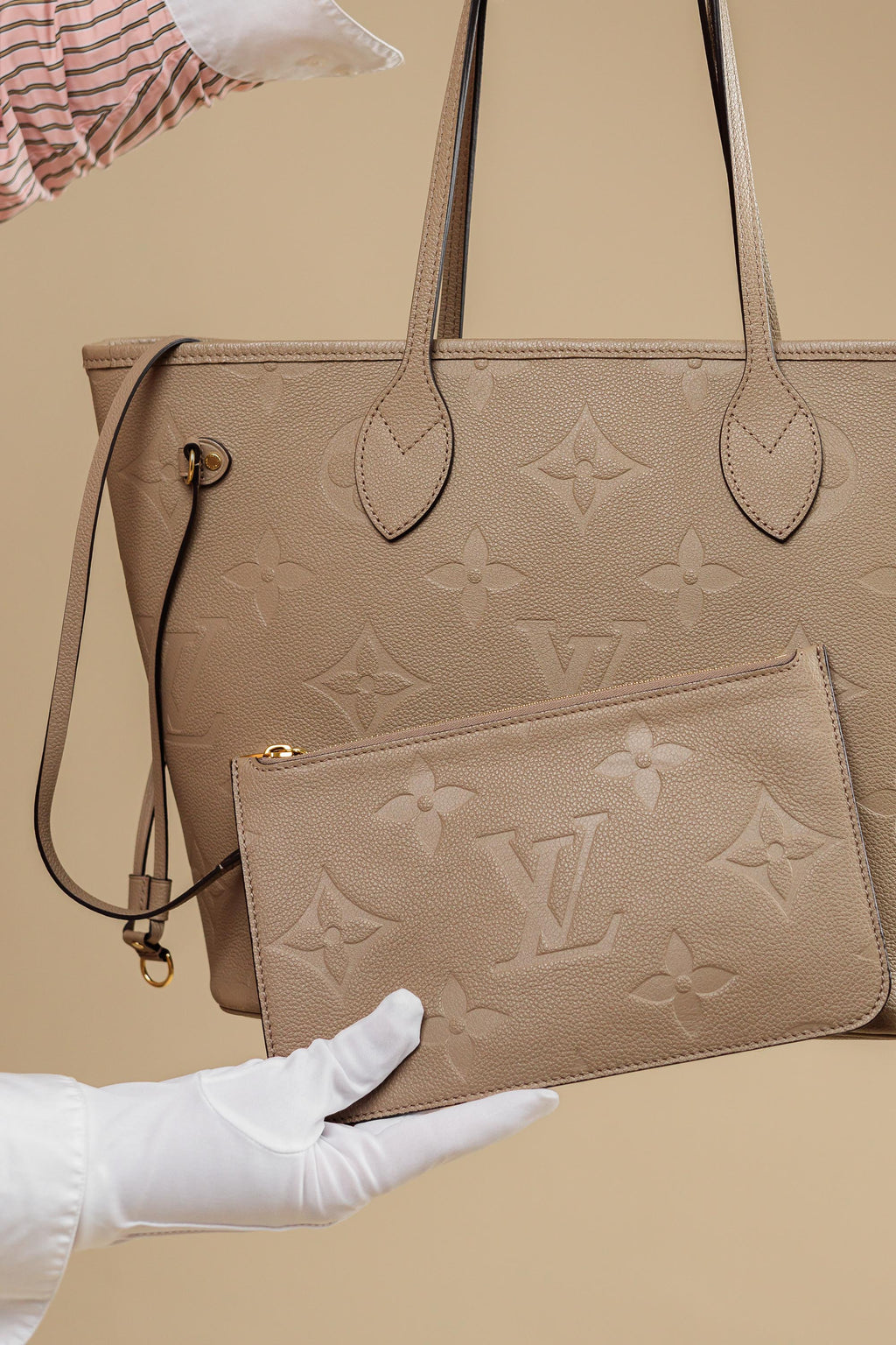 Louis Vuitton Neverfull MM Monogram Empreinte Leather – Beige