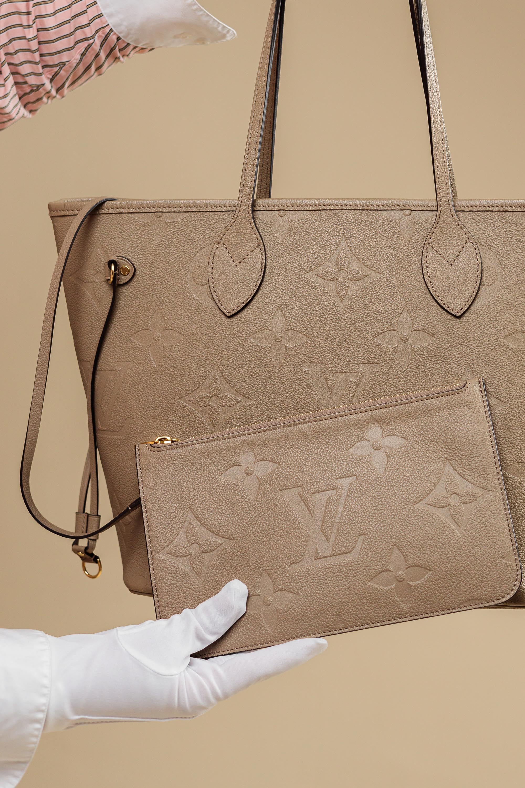 Louis Vuitton Neverfull MM Monogram Empreinte Leather – Beige