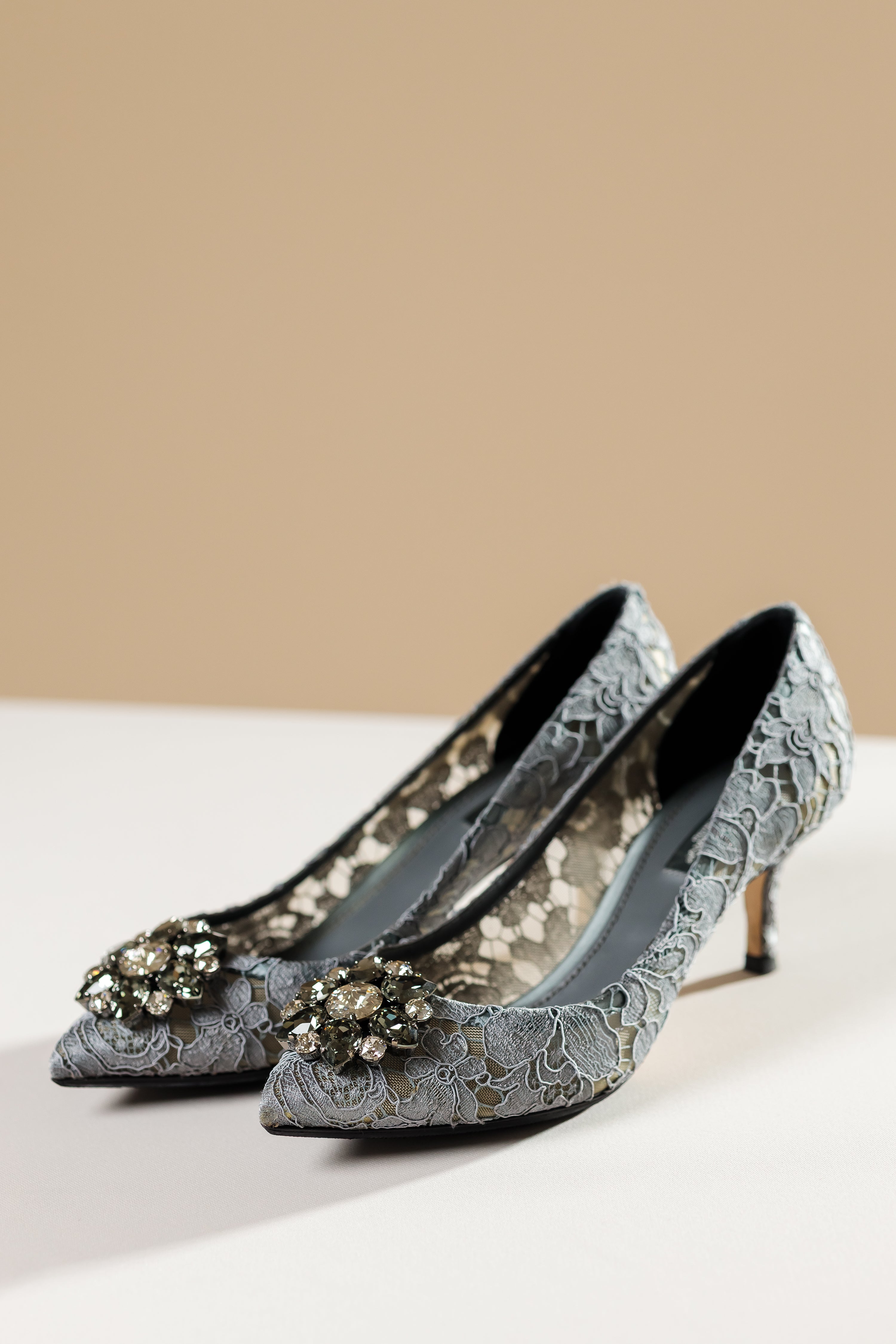 Dolce & Gabbana Belluci Taormina Lace Crystal Brooch Pumps, EU 38.5