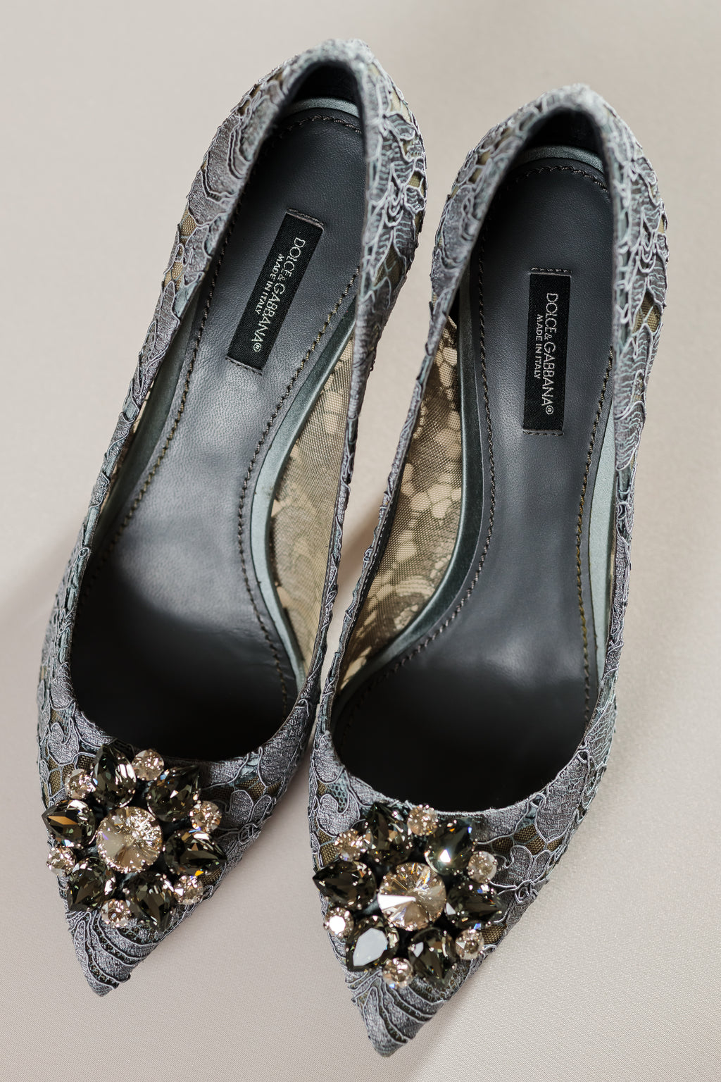 Dolce & Gabbana Belluci Taormina Lace Crystal Brooch Pumps, EU 38.5