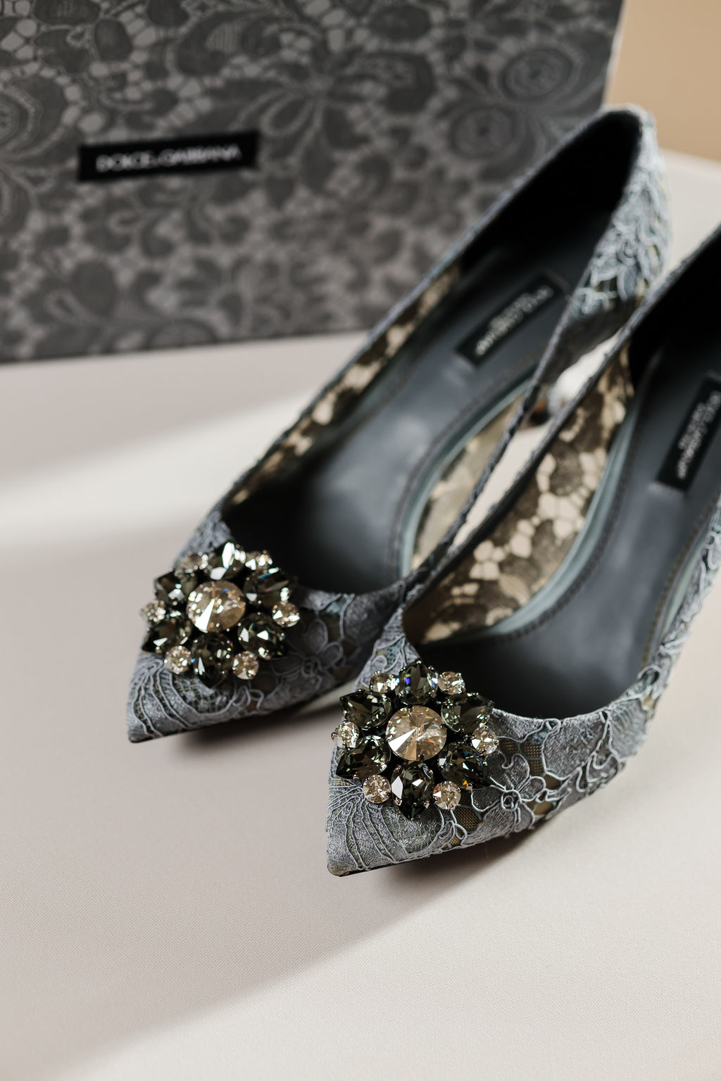 Dolce & Gabbana Belluci Taormina Lace Crystal Brooch Pumps, EU 38.5