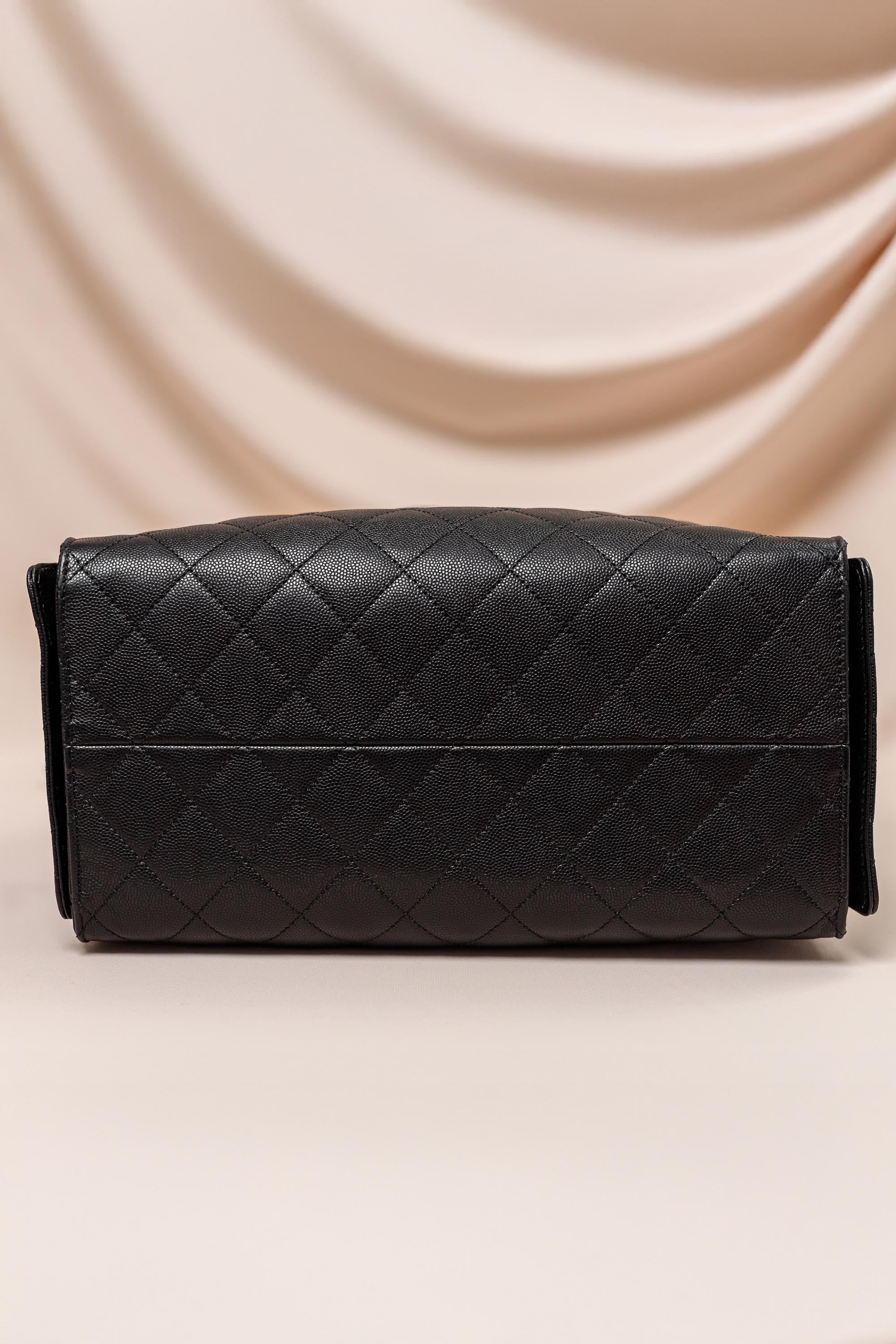 Chanel Medium Quilted Caviar Shopping Tote Bag