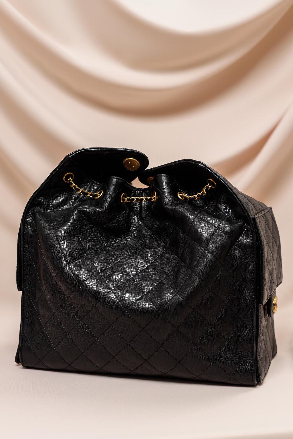 Chanel Medium Quilted Caviar Shopping Tote Bag