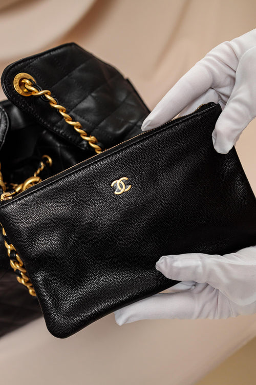 Chanel Medium Quilted Caviar Shopping Tote Bag