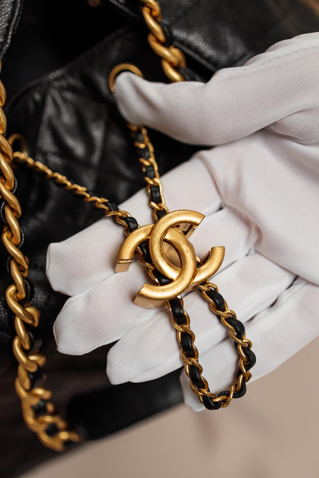 Chanel Medium Quilted Caviar Shopping Tote Bag